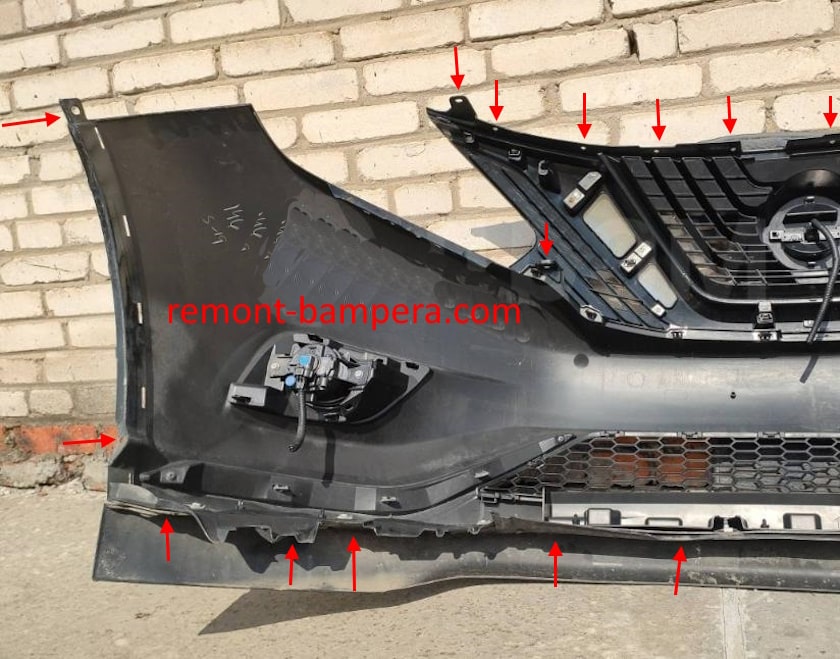 Punti di attacco paraurti anteriore Nissan Murano III Z52 (2014-2023)