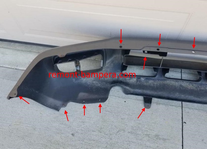 Front bumper mounting locations for Nissan Pathfinder II R50 (1995-2004)