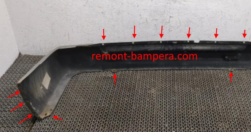 rear bumper mounting locations for Nissan Pathfinder II R50 (1995-2004)