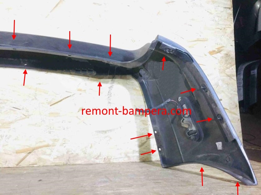 rear bumper mounting locations for Nissan Quest I V40 (1992-1998)
