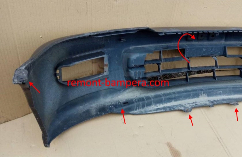 Front bumper mounting locations Nissan Serena I (C23) (1992-2001)