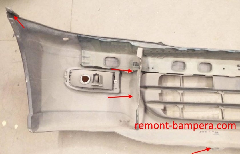 Front bumper mounting locations Nissan Serena I (C23) (1992-2001)