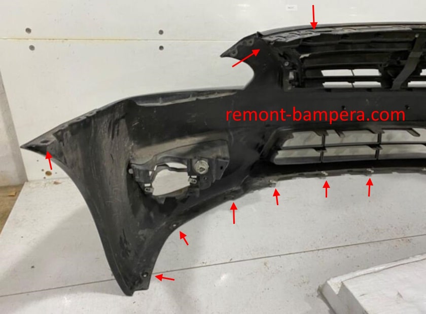 Front bumper mounting locations for Nissan Teana III (L33) (2014-2020)
