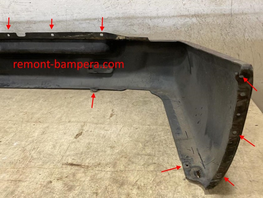 mounting locations for rear bumper Nissan Terrano R50 (1997-2003)