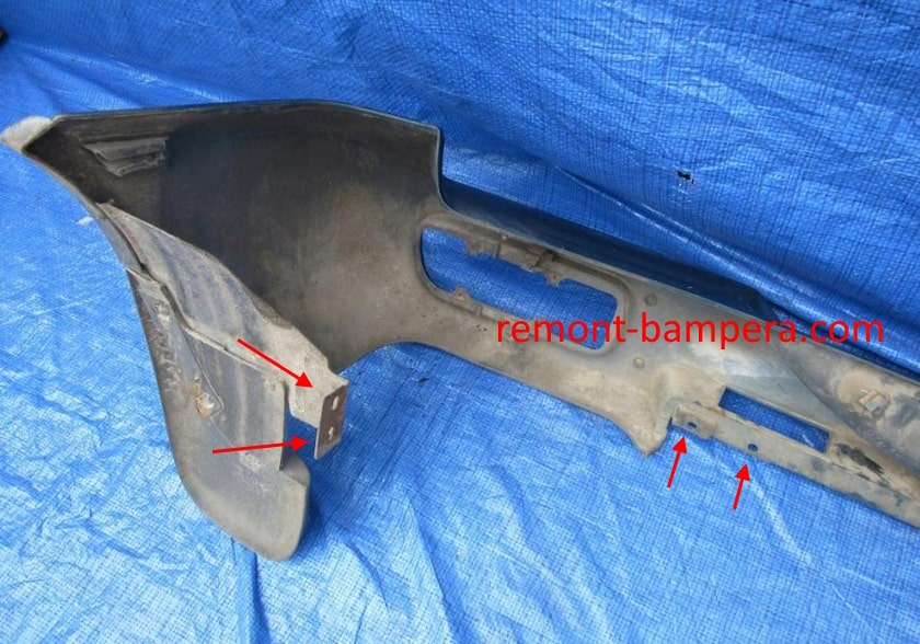 mounting locations for the rear bumper Nissan Terrano 2 R20 (1993-2006)