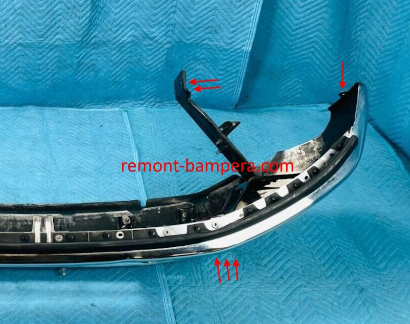 Nissan Titan II front bumper mounting locations (2015-2024)