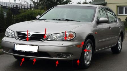 points de fixation pare-chocs avant Nissan Maxima A33 (2000-2006)