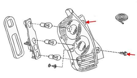 the scheme of mounting the tail light, Nissan Micra k12 (2002-2010)
