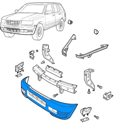 Montageplan der vorderen Stoßstange Opel FRONTERA B (1999 - 2004)