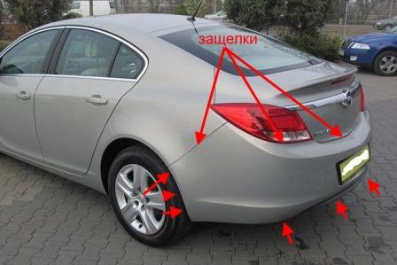 points de fixation du pare-chocs arrière Opel Insignia (2008-2017)