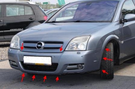 Befestigungspunkte der vorderen Stoßstange Opel SIGNUM (2003-2008)