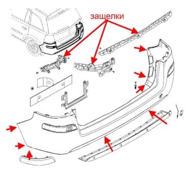 Montageplan für Heckstoßstange Opel ZAFIRA B (2005-2011)