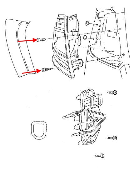 Schema di montaggio del fanale posteriore Skoda Octavia III (A7) (2013-2020)