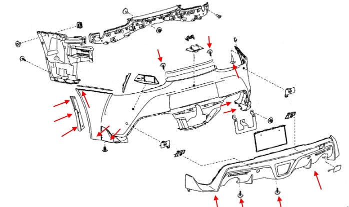 Schema di montaggio del paraurti anteriore Toyota Supra (2019+)