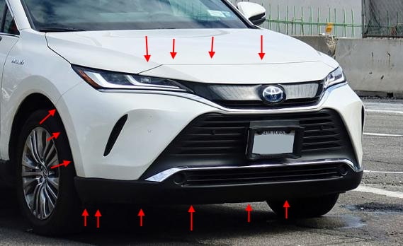 punti di attacco paraurti anteriore Toyota Venza XU80 (2020+)