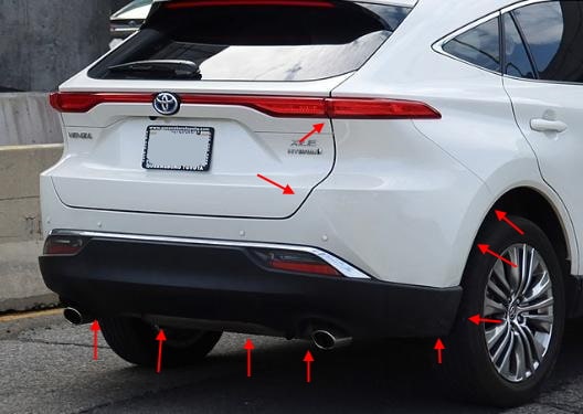 points de fixation du pare-chocs arrière Toyota Venza XU80 (2020+)
