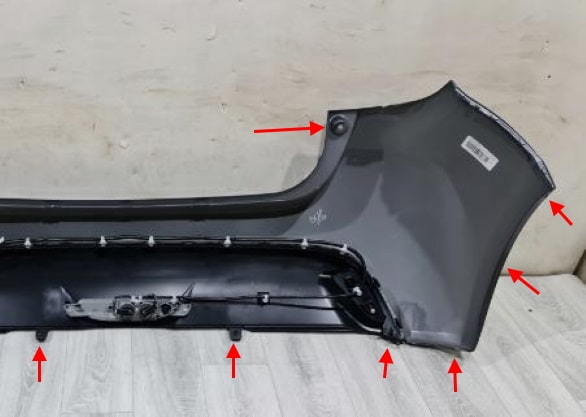 points de fixation du pare-chocs arrière Toyota Yaris XP210 (2020+)
