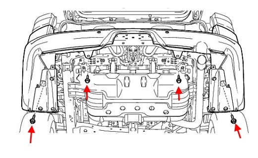 Schéma de montage du pare-chocs arrière Toyota 4Runner (2010+)