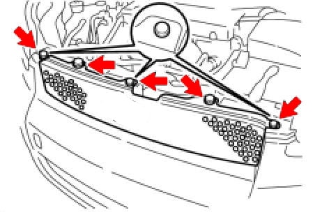 Schema di montaggio del paraurti anteriore Toyota Corolla Rumion