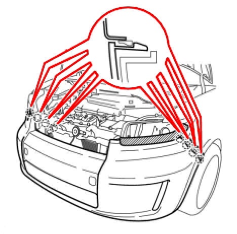 Schéma de montage du pare-chocs avant Toyota Corolla Rumion