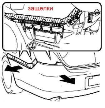 Schéma de montage du pare-chocs arrière Toyota Avalon (2005-2012)