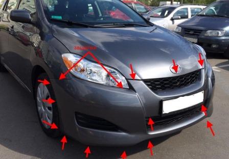points de fixation du pare-chocs avant Toyota Toyota Matrix (2009-2014)