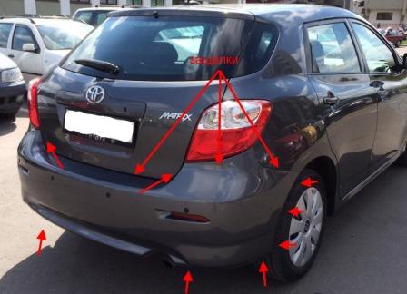 points de fixation du pare-chocs arrière Toyota Matrix (2009-2014)