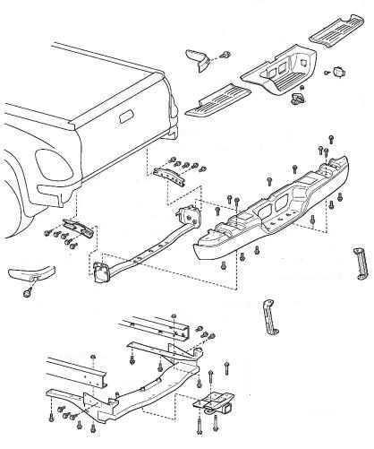 schéma de montage du pare-chocs arrière Toyota Tundra (2000-2006)