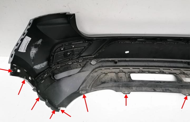 points de fixation pour le pare-chocs arrière VW T-Roc 
