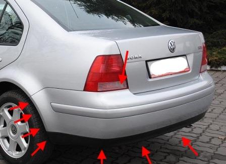 punti di fissaggio per il paraurti posteriore VW BORA