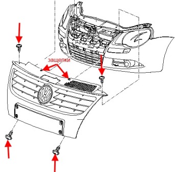 Schéma de montage de la calandre VW EOS