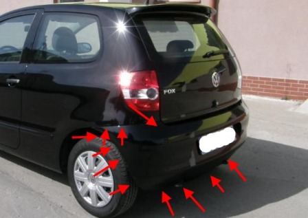 punti di attacco paraurti anteriore VW FOX