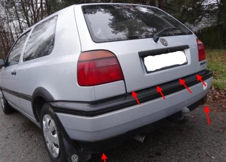 punti di fissaggio paraurti anteriore VW Golf 3 (vento)