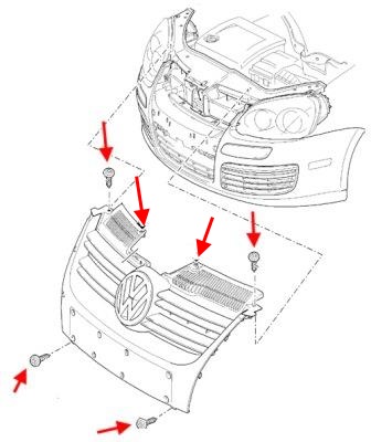 Schéma de montage de la calandre VW JETTA 5