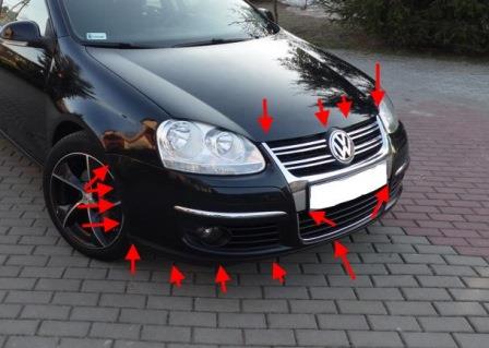 the attachment of the front bumper of the VW JETTA 5