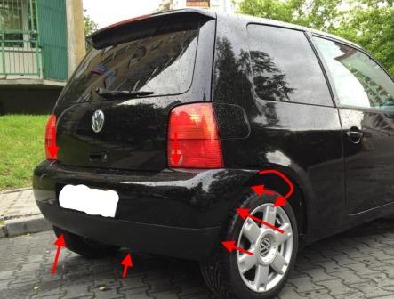 points de fixation pour le pare-chocs arrière VW LUPO