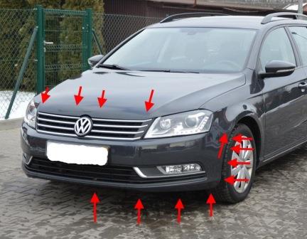 points de fixation pare-chocs avant VW PASSAT B7