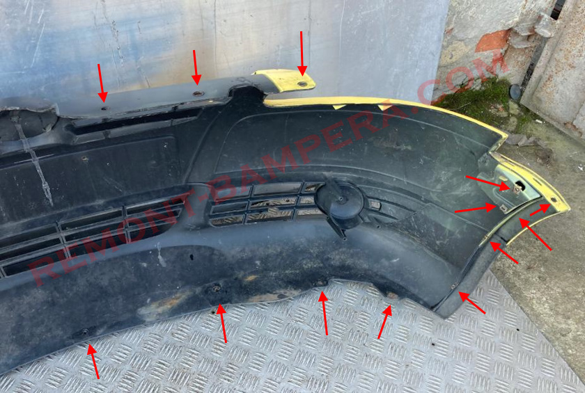 VW Fox Front Bumper Mounting Locations