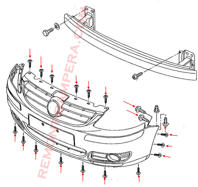 VW Fox Front Bumper Mounting Diagram