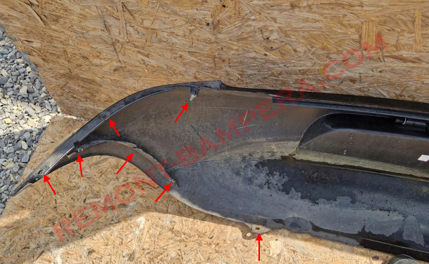 VW Fox rear bumper mounting locations