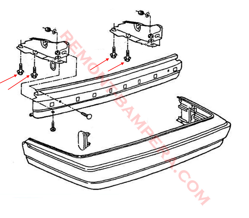 VW Golf 2 Heckstoßstangen-Montagediagramm