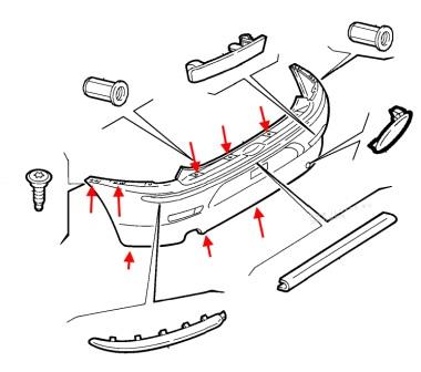 Diagrama de montaje del parachoques trasero Alfa Romeo 147