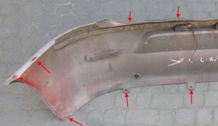 puntos de fijación del parachoques trasero Alfa Romeo 147