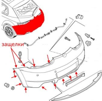 Diagrama de montaje del parachoques trasero Alfa Romeo Brera (Spider)