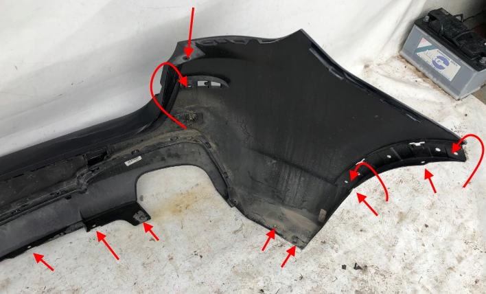 mounting points for the rear bumper BMW X3 F25