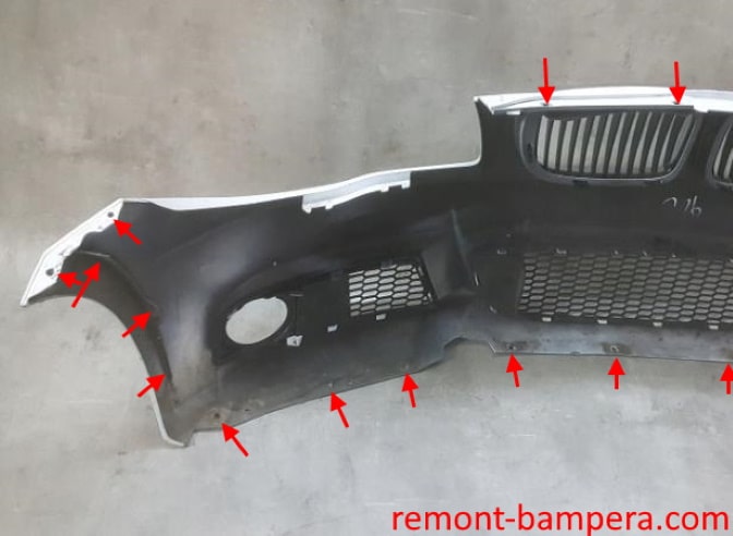 points de fixation du pare-chocs avant BMW Série 1 (E81, E82, E87, E88) (2004-2014)