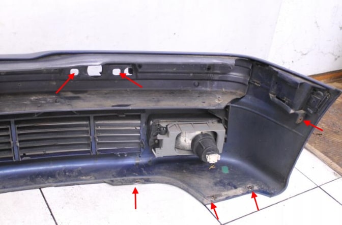 места крепления переднего бампера BMW 3-серии (E36) (1990-2000)