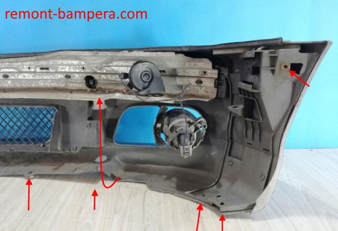 места крепления переднего бампера BMW 3-серии (E46) (1997-2006)
