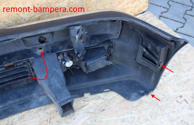 attachment points of the front bumper BMW 7-series III E38 (1994-2001)