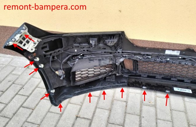 места крепления переднего бампера BMW 7-серии VI G11/G12 (2015-2022)